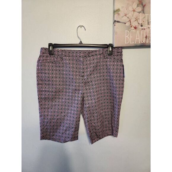 NWT Laundry by Shelli Segal Size 12 Purple Orchid Geometric Bermuda Shorts - Picture 1 of 5